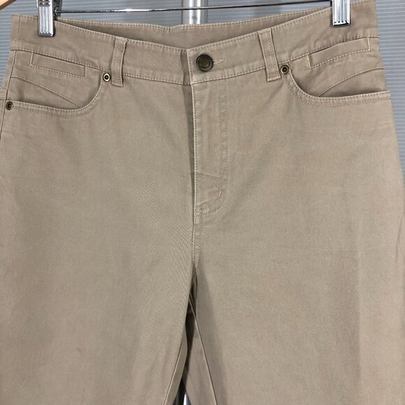 Sz S (4/6)- Smythe Tan Straight Leg Hight Rise Chino Khaki Trouser Pants‎ - Picture 2 of 15
